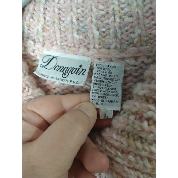 Donagain Woman L Sweater Pink Button Collared Long Sleeve Casual Big Knit... - Picture 5 of 9